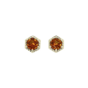 14K Yellow Gold Citrine and Diamond Earrings CSECT00414