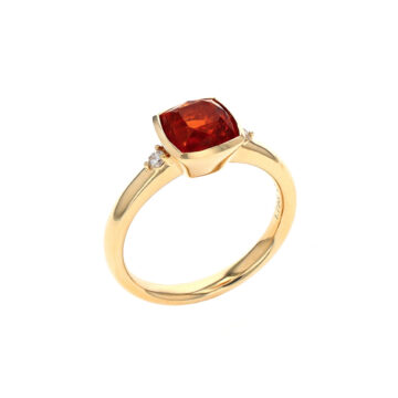 14K Yellow Gold Cushion Citrine and Diamond Ring CSRCT00471