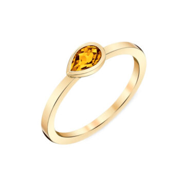 November’s Birthstone 14K Yellow Gold Pear Citrine Ring CSRCT00422