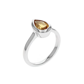 Sterling Silver Pear Citrine (November’s Birthstone) Ring JSCRG01170